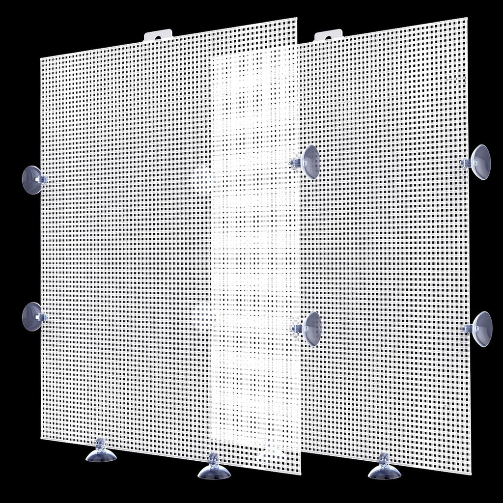 2 Pack Fish Tank Divider, Plastic Grid Cuttable Grid Plate Fish Separator with 12 Suction Cups DIY Designed Clear Easy to Bent 17 * 13in