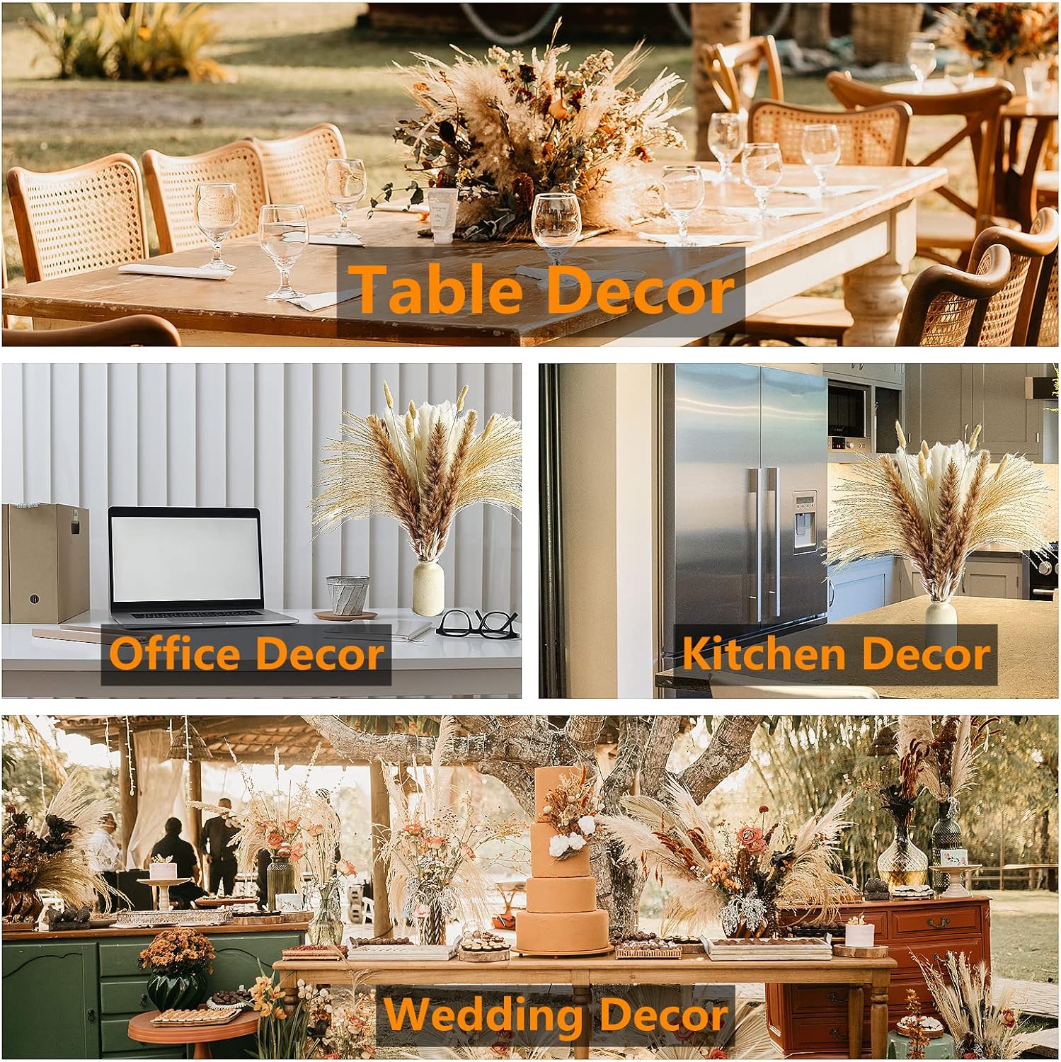 10 Stems 46" inch White Pampas Grass Decor Tall, Large Pompas Grass, Boho Neutral Home Decor Bouquet, Fluffy Pampass Grass for Floor Vase Wedding Floral Arrangements Wall Farmhouse Table Decor