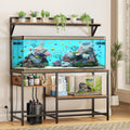 55 Gallon Fish Tank Stand, Aquarium Stand with Power Outlet, Heavy-Duty Reptile Terrarium Stand with 6-Leg Support and 4-Tier Adjustable Storage Shelves