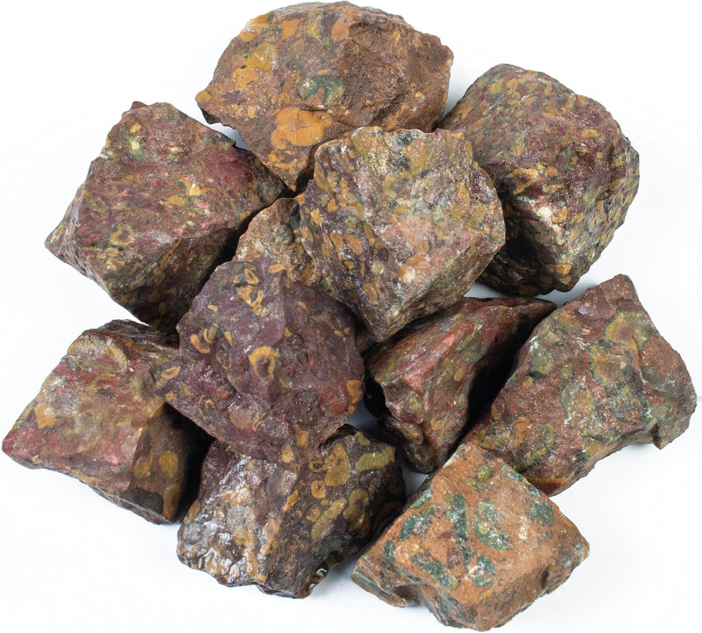 Crocon 1LB Fruit Jasper Rough Bulk Natural Stone Raw Gemstone Tumbling Cabbing Polishing Gem Mining Chakra Balancing Reiki Healing Good Luck Home Office Decor