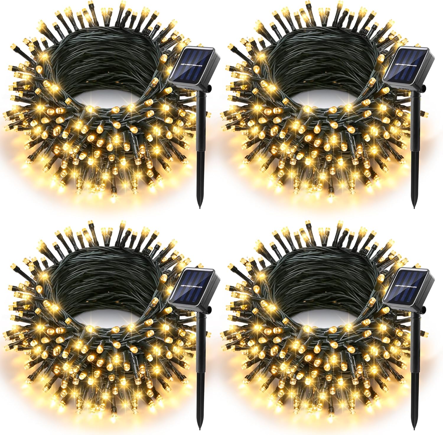 Joomer Solar Christmas Lights Outdoor, 4 Pack Total 156FT 400LED 8 Lighting Modes Solar String Lights Waterproof Fairy Tree Lights for Garden Yard Patio Christmas Decoration (Warm White)