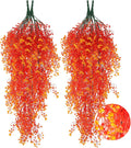 RECUTMS 4 Pcs Artificial Hanging Plants Fall Decor Faux Hanging Plants Artificial Plants UV Resistant Fake for Indoor Outdoors Fake Plants for Patio Garden Party Wedding Decor(Orange)