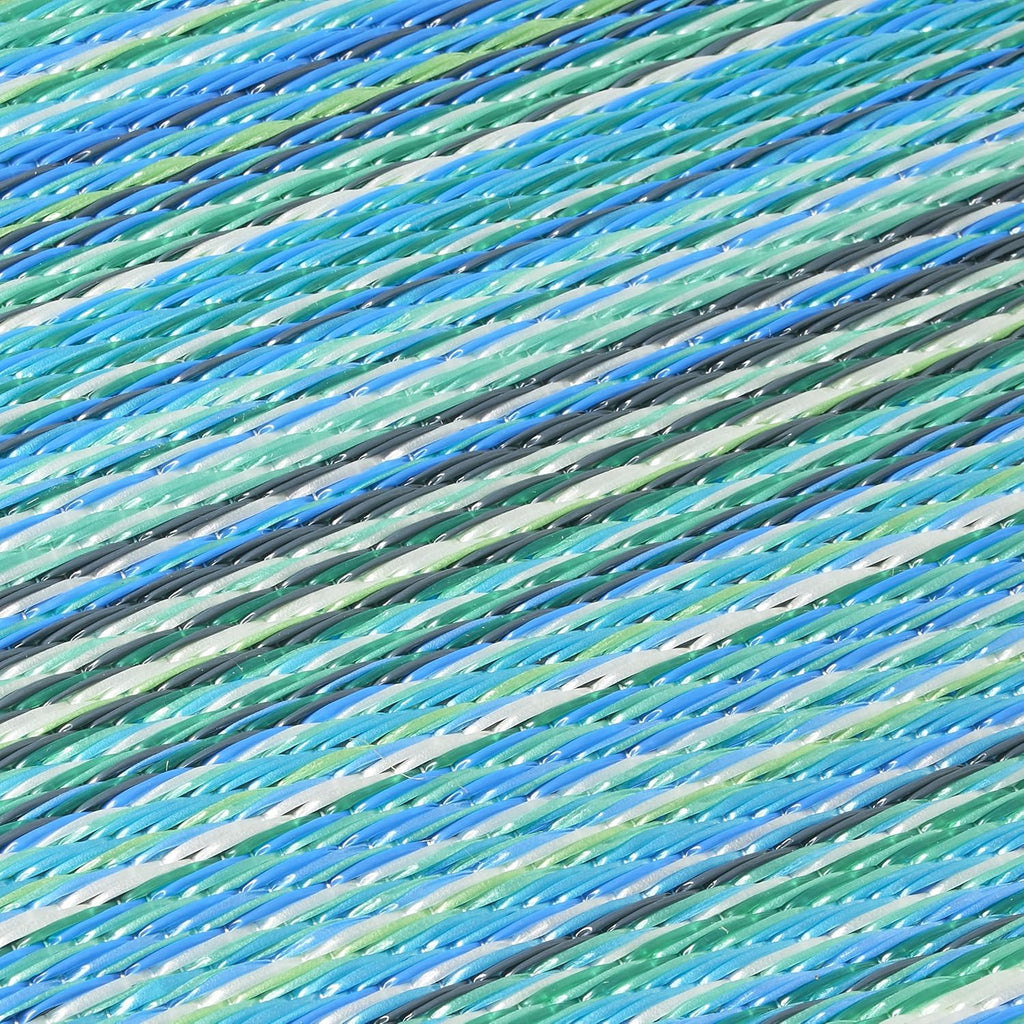 Fab Habitat Striped Non Slip Doormat - Durable, Thin - Recycled Plastic - Entryway, Front Door, Porch, Patio - Cancun Turquoise/Moss Green (24" x 36" Non-Slip)