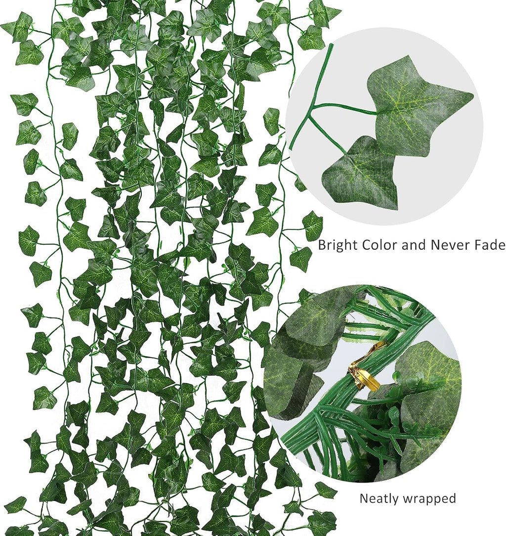 RECUTMS Fake Vines 24 Pack 173 FT Artificial Ivy Leaves Wall Decor Leaf Plants Greenery Garland Hanging Plant Vine Fake Leaf Vines for Room Garden Office Wedding Wall Decor