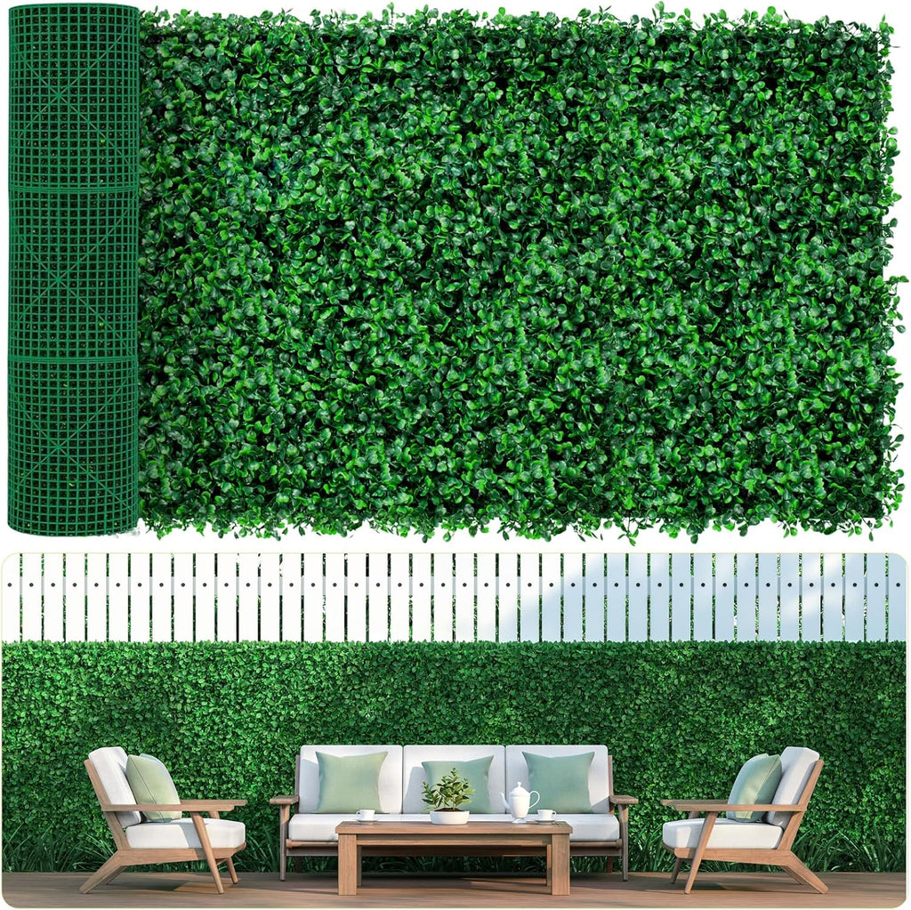 AOKIE 48x120 in Artificial Grass Roll Wall(40 sq ft), Boxwood Hedge Wall Panels UV-Anti Grass Backdrop Wall Decor, Greenery Privacy Hedge Screen for Indoor Outdoor Patio Balcony, Party Garden Fence