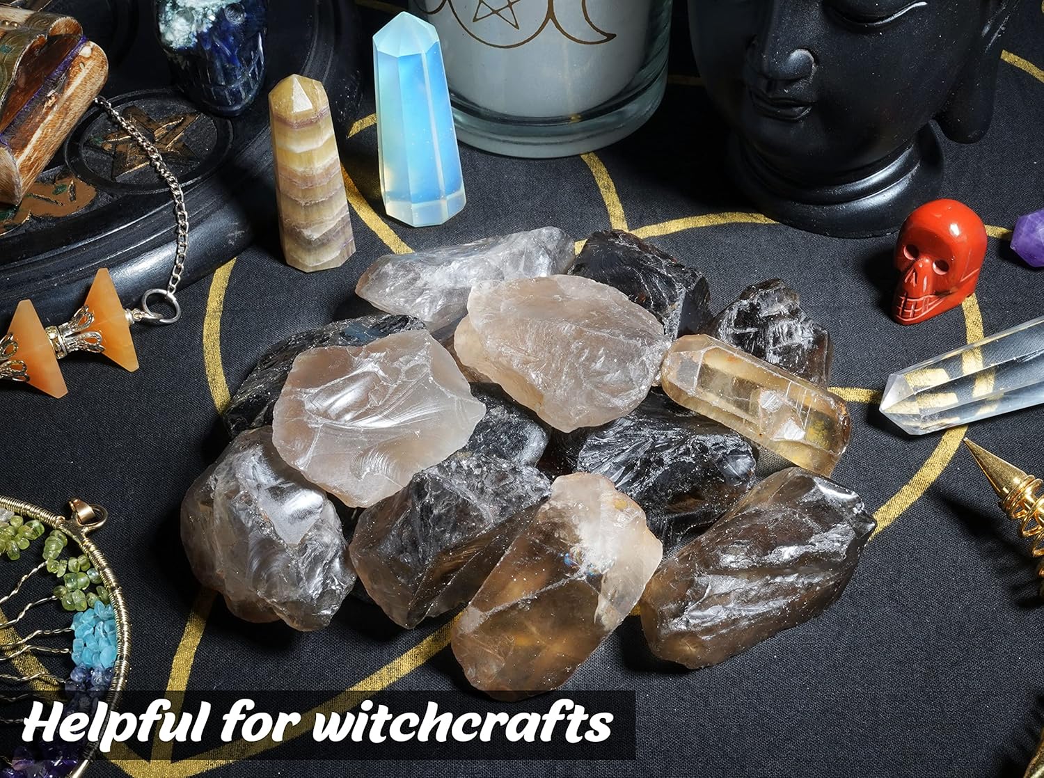 Crocon 1LB Smoky Quartz Rough Bulk Natural Stone Raw Gemstone Tumbling Cabbing Polishing Gem Mining Chakra Balancing Reiki and Crystal Healing Good Luck Home Office Décor