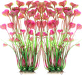 ALEGI Fish Tank Decorations Plastic Plants Large,Aquarium Artificial Plants Decoration Ornament Safe for All Fish-16 inch 2Pcs (Red 2 Pcs)