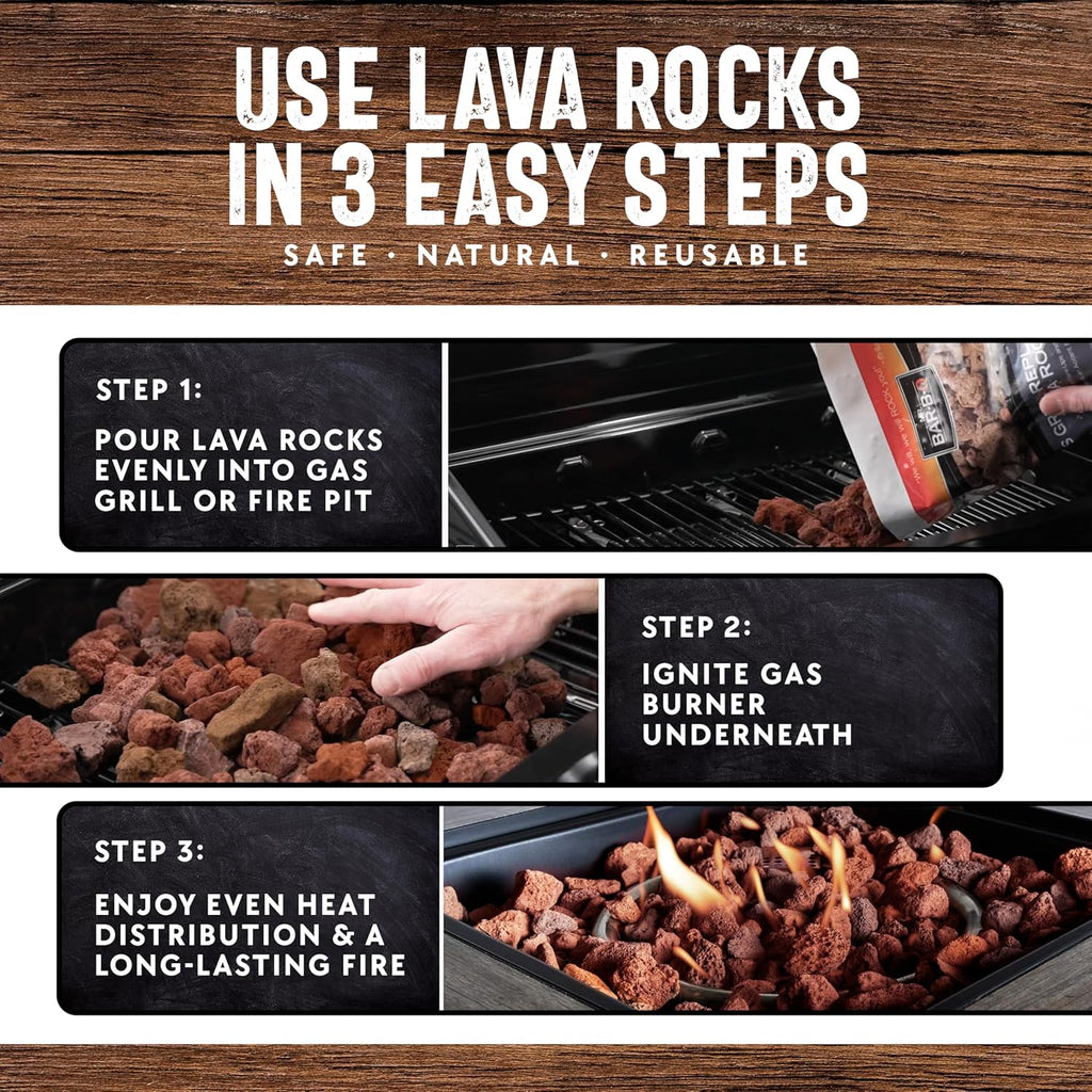 7 Lb. Bag of Natural Lava Rocks for Backyard BBQ Cooking, Burner Grill, Firepit, Bonfires, Campfire, Indoor Fireplace, Fire Bowl, Lava Rocks for Gas Grill Charbroilers by FryOilSaver Co. (Pack of 1)