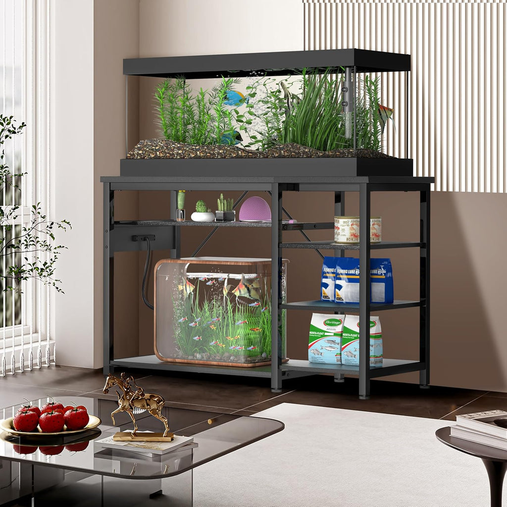 20-40 Gallon Fish Tank Stand: Heavy Duty Aquarium Stand with Power Outlets and Cabinet for Fish Tank Accessories Storage - Metal Frame, 800LBS Capacity, Suitable for Fish & Reptile Terrariums
