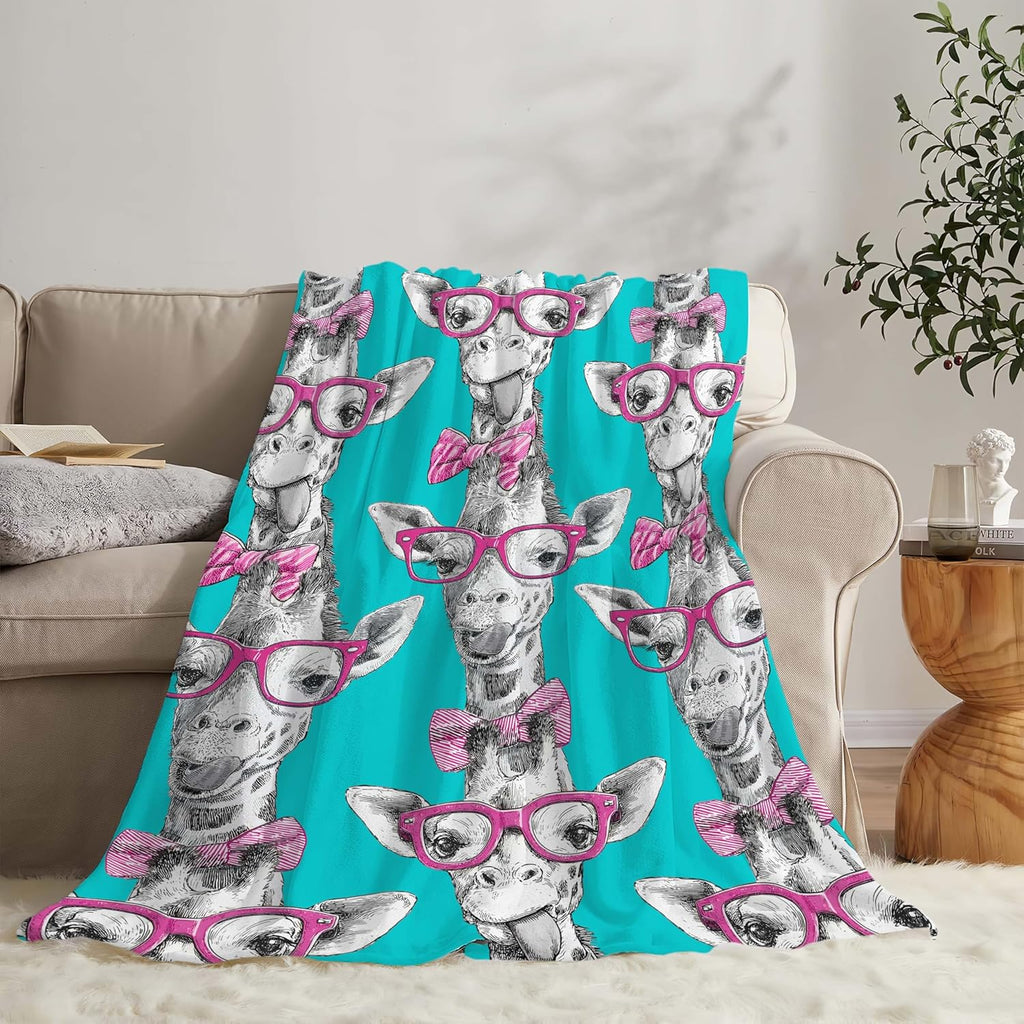 Giraffe Throw Blanket Giraffe Stuff Gifts for Kids Girls Boys Adults Women Men Soft Cozy Warm Plush Fluffy Fuzzy Fleece Blanket Decor 60''X80''