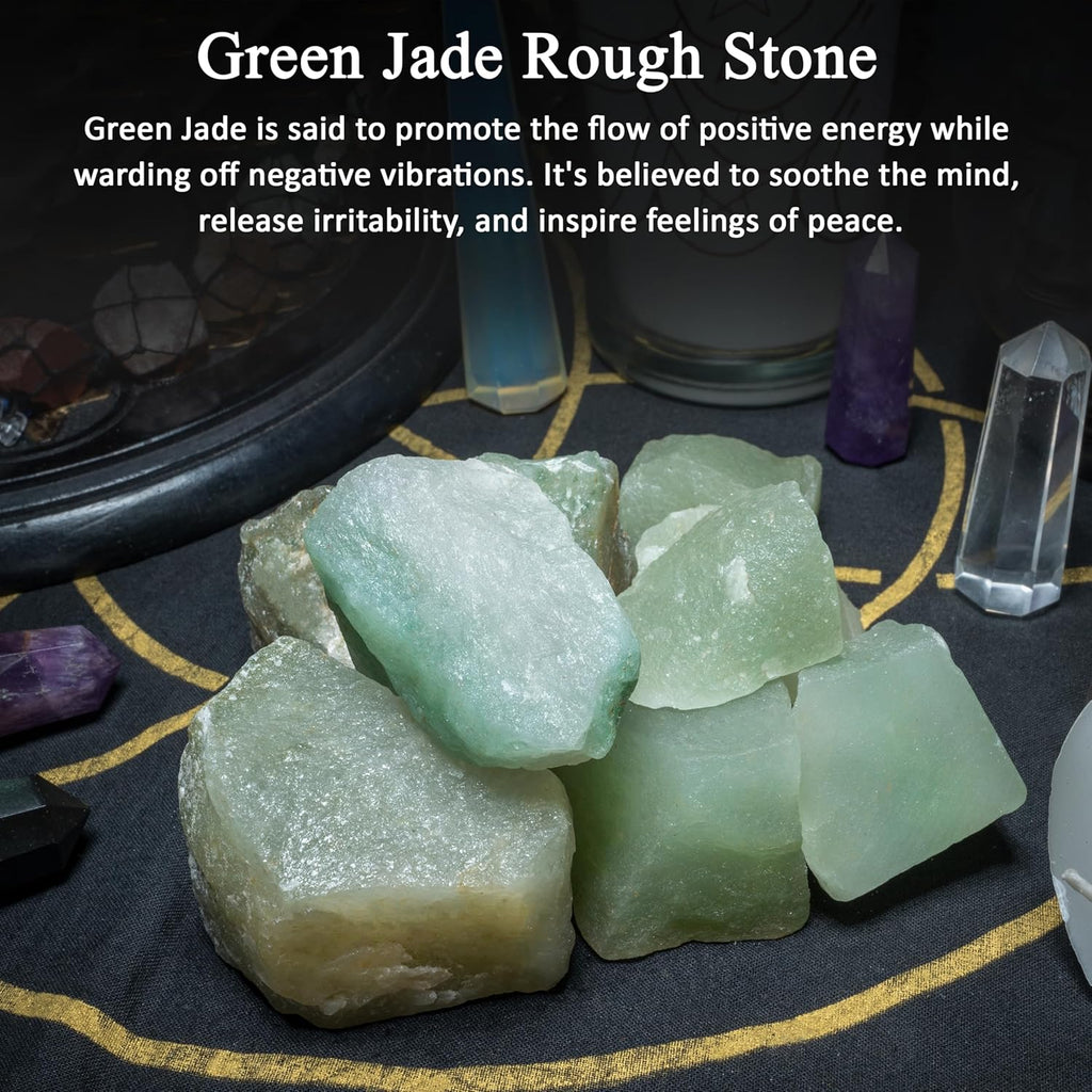 Crocon 1/2 LB Green Jade Rough Bulk Natural Stone Raw Stone Tumbling Cabbing Polishing Mining Chakra Balancing Reiki and Crystal Healing Good Luck Home Office Decor