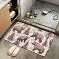 Retro Bear Bathroom Rugs,Bath Mats for Bathroom,Forest Printed Low Pile Absorbent Bath Mat,Rubber Backing Non Slip Washable Thin Quick Dry Door Mat 17x29.5 Inch