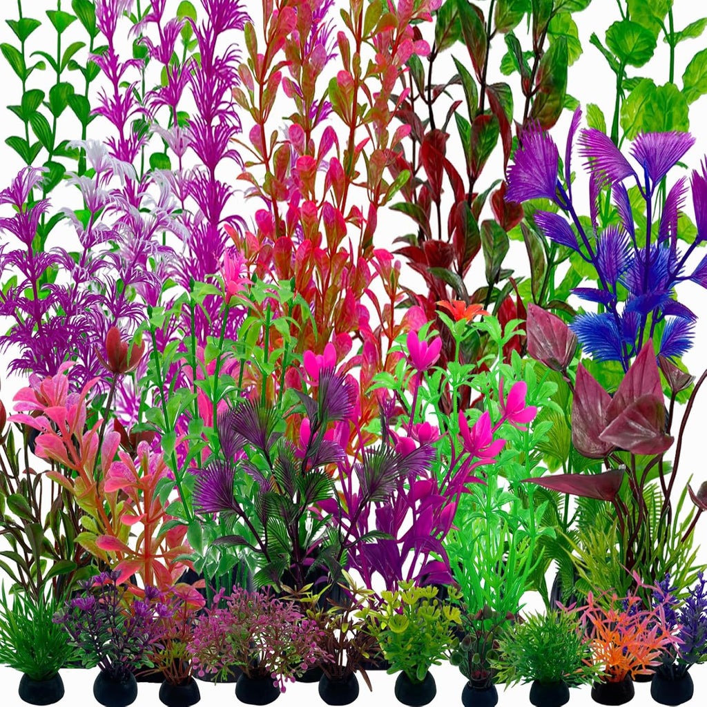 25pcs Fish Tank Accessories Aquarium Artificial Plants, Fish Tank Decorations Plants, Aquarium Decor Artificial Plants, Small to Large