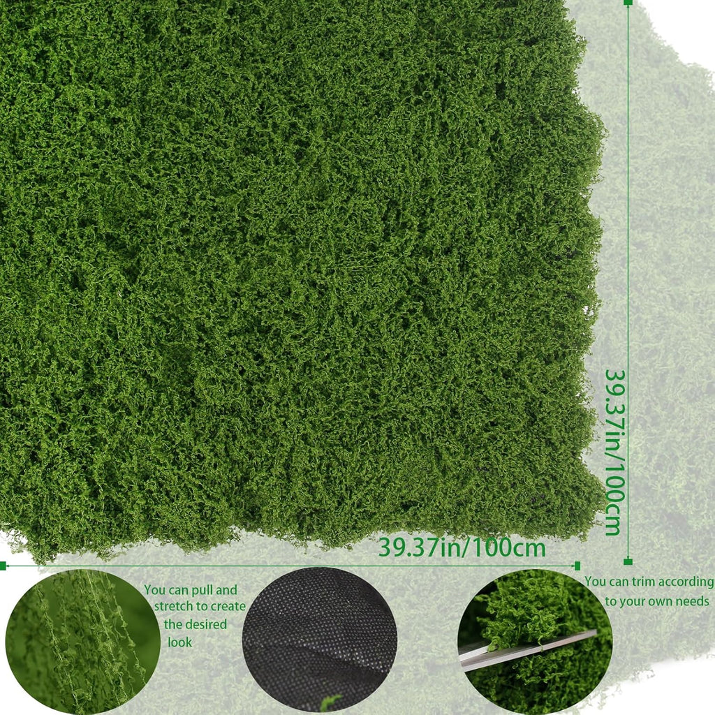 Fake Moss for Crafts 39" x 39" Artificial Moss for Indoor Plants Decorating Dark Green Faux Grass for Planters Crafts DIY Table Centerpieces Fairy Garden Floral Wedding 100 x 100cm