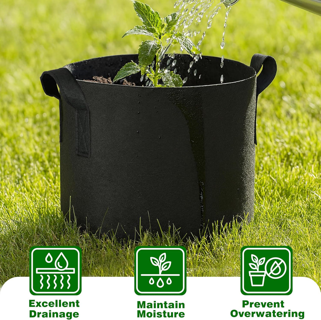 PHYEX 12-Pack 5 Gallon Grow Bags, Heavy Duty Fabric Pots with Handles, Reusable Plant Bags for Vegetable, Herbs & Flowers, BPA-Free, Breathable, Durable