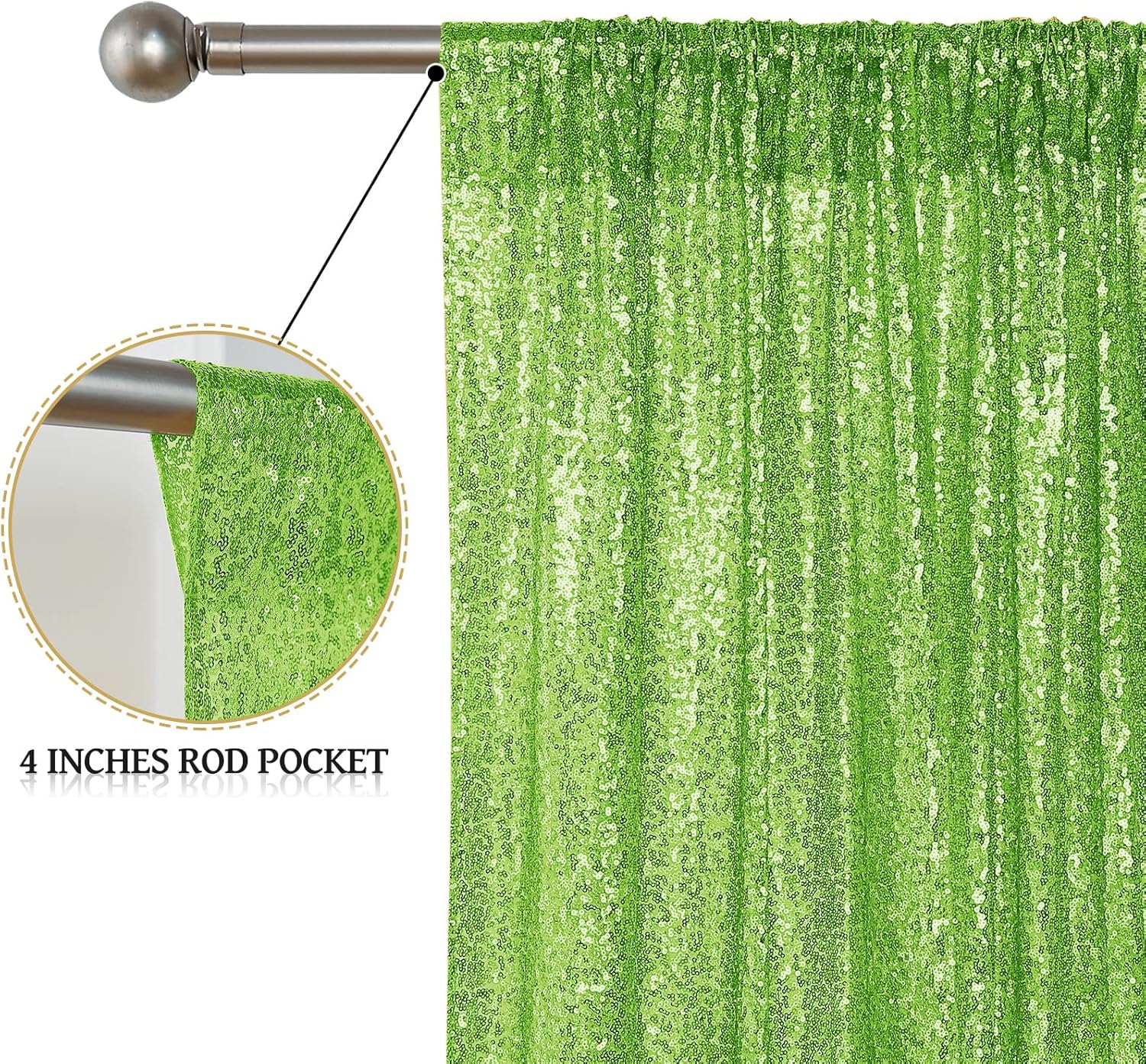 Sugargirl Apple Green Sequin Backdrop Curtain 2 Panels 2FTx8FT Glitter Apple Green Background Drapes Sparkle Photography Backdrop for Party Wedding Birthday Wall Decoration