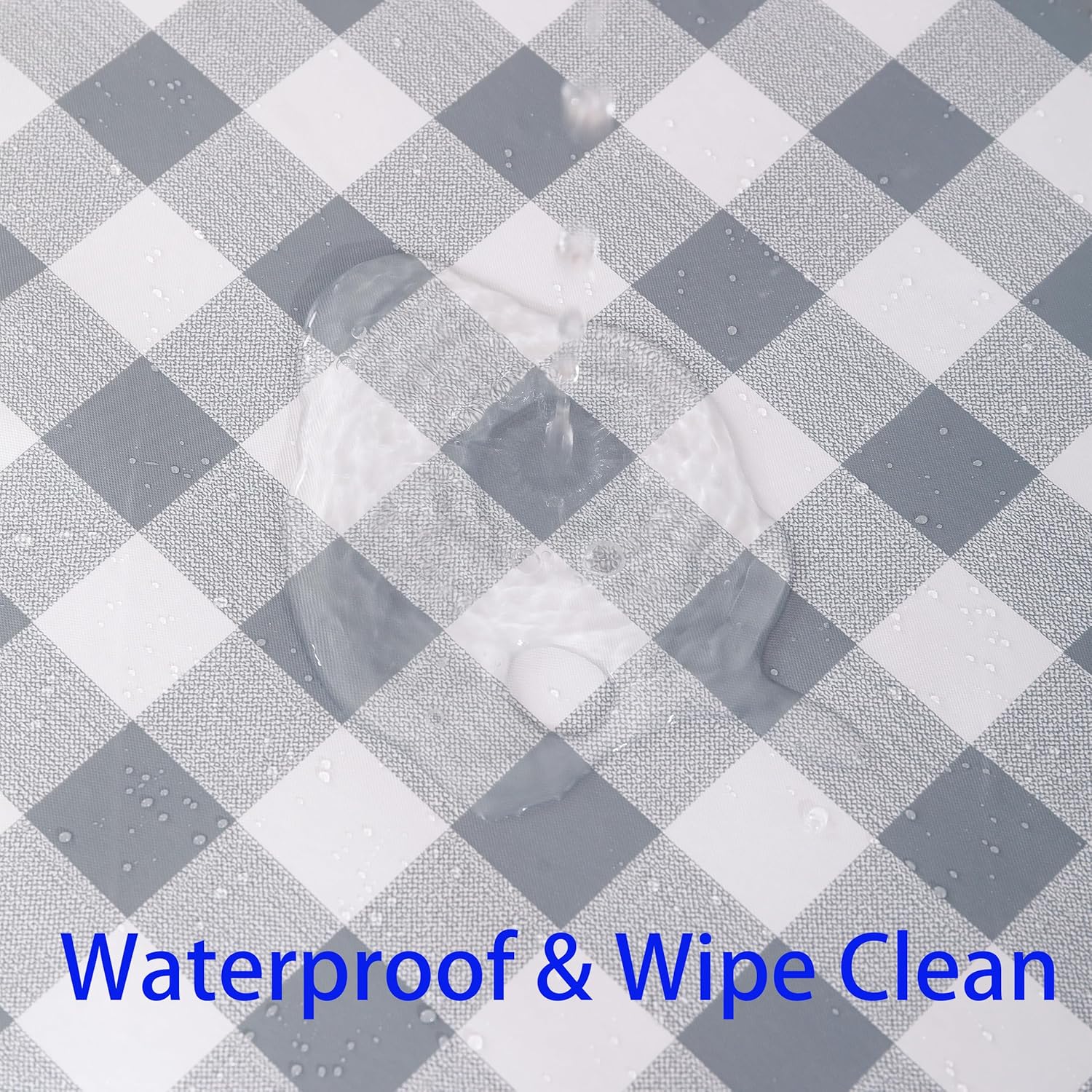 Heavy Duty Vinyl Tablecloth with Flannel Backing Waterproof Oil-Proof Plastic Table Cloth Stain-Resistant Wipeable Rectangle or Square Table Cover for Indoor and Outdoor (Grey Checkered, 54x54 Inch)
