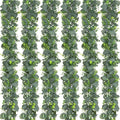 Dolicer 6 Packs 6FT Artificial Eucalyptus Garland, Faux Greenery Garland Fake Vines Hanging Silver Dollar Eucalyptus Leaves for Wedding Backdrop Arch Table Wall Party Home Decor