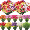 Lyrow 100 Bundles Violet Artificial Flowers, UV Resistant Faux Flowers Outdoor, Faux Silk Flowers, Fake Violet Flowers Bulk for Front Porch Hanging Garden Courtyard Farmhouse Home(Classic Colors)