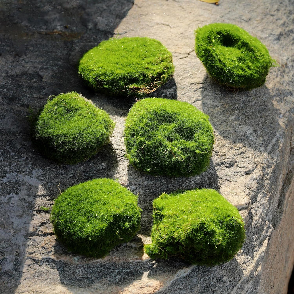 Artificial Moss Blocks for Garden Decoration, 6-Piece Set, Green Decorative Moss Stones Suitable for Ecological Tanks, elf Gardens(Realistic Green Faux) Fake Moss
