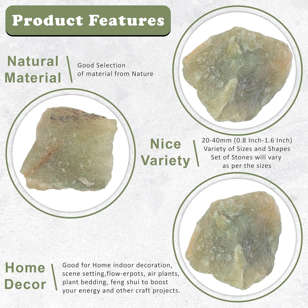 Crocon 2LB Green Jade Rough Bulk Natural Stone Raw Gemstone Tumbling Cabbing Polishing Mining Chakra Balancing Reiki and Crystal Healing Good Luck Home Office Decor
