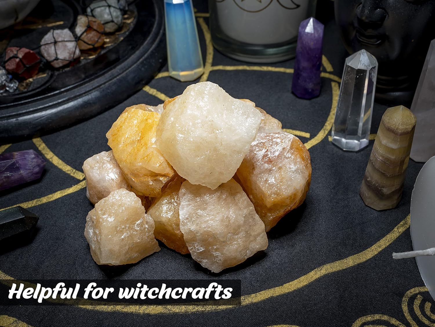 Crocon 1LB Yellow Aventurine Rough Bulk Natural Stone Raw Gemstone Tumbling Cabbing Polishing Mining Chakra Healing Balancing Reiki and Crystal Healing Good Luck Home Office Decor