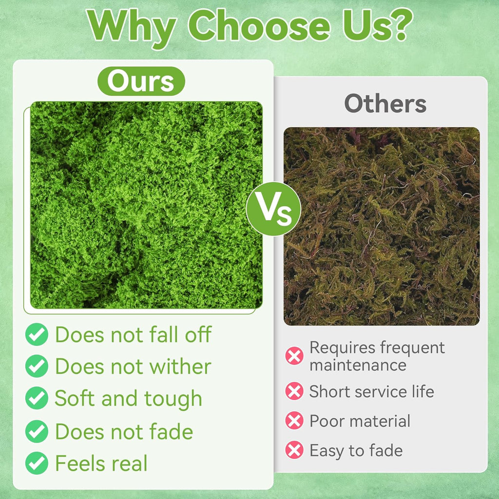 Fake Green Moss for Potted Plants, Anglecai 7OZ Artificial Moss for Crafts Decorative Faux Moss for Fairy Garden Preserved Moss for DIY Wedding Party Table Centerpieces Decor