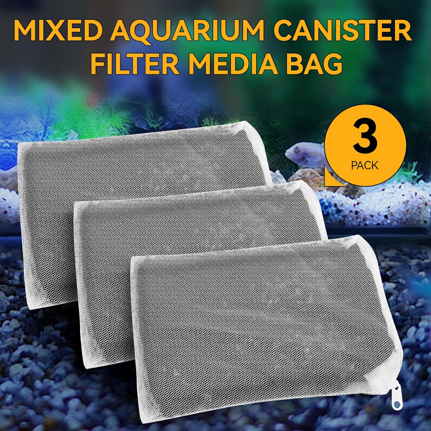 3 Pack 8 Oz Pro-C Mixed Aquarium Canister Filter Media Bag (Activated Carbon + Zeolite) for Penn-Plax Cascade Filter Parts, Also fits Eheim ECCO, Eheim Pro/Pro II, AquaClear 500 and FilStar Canisters