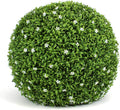 3rd Street Inn White Flower Grass Topiary Ball - Artificial Plant Set - Indoor/Outdoor Wedding Party Decor - Faux Foliage Garden Sphere - Tree and Bush Substitute (19")