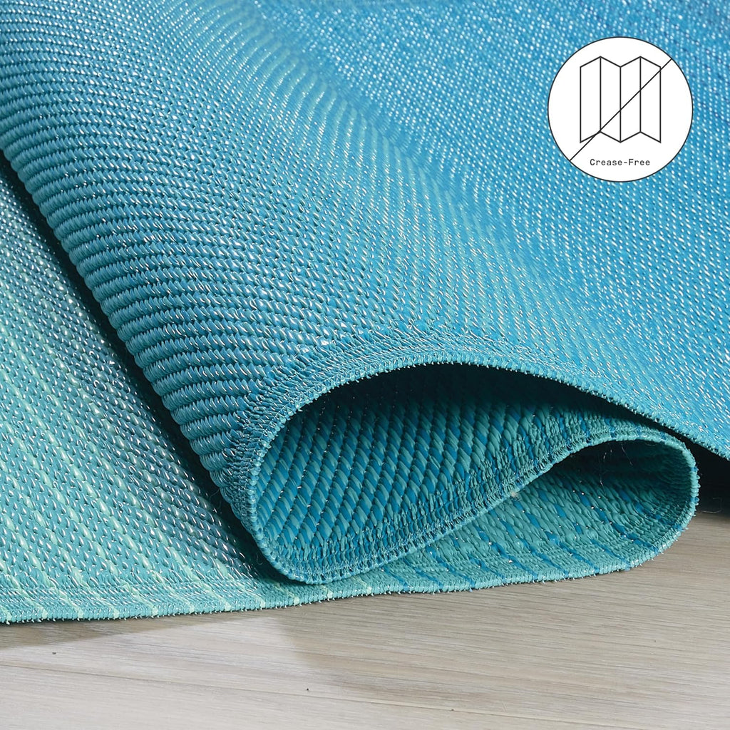 Fab Habitat Outdoor Rug - Waterproof, Fade Resistant, Crease-Free - Premium Recycled Plastic - Ombre - Porch, Deck, Balcony, Hallway, Poolside - Big Sur - Teal - 2.5 x 8 ft Runner