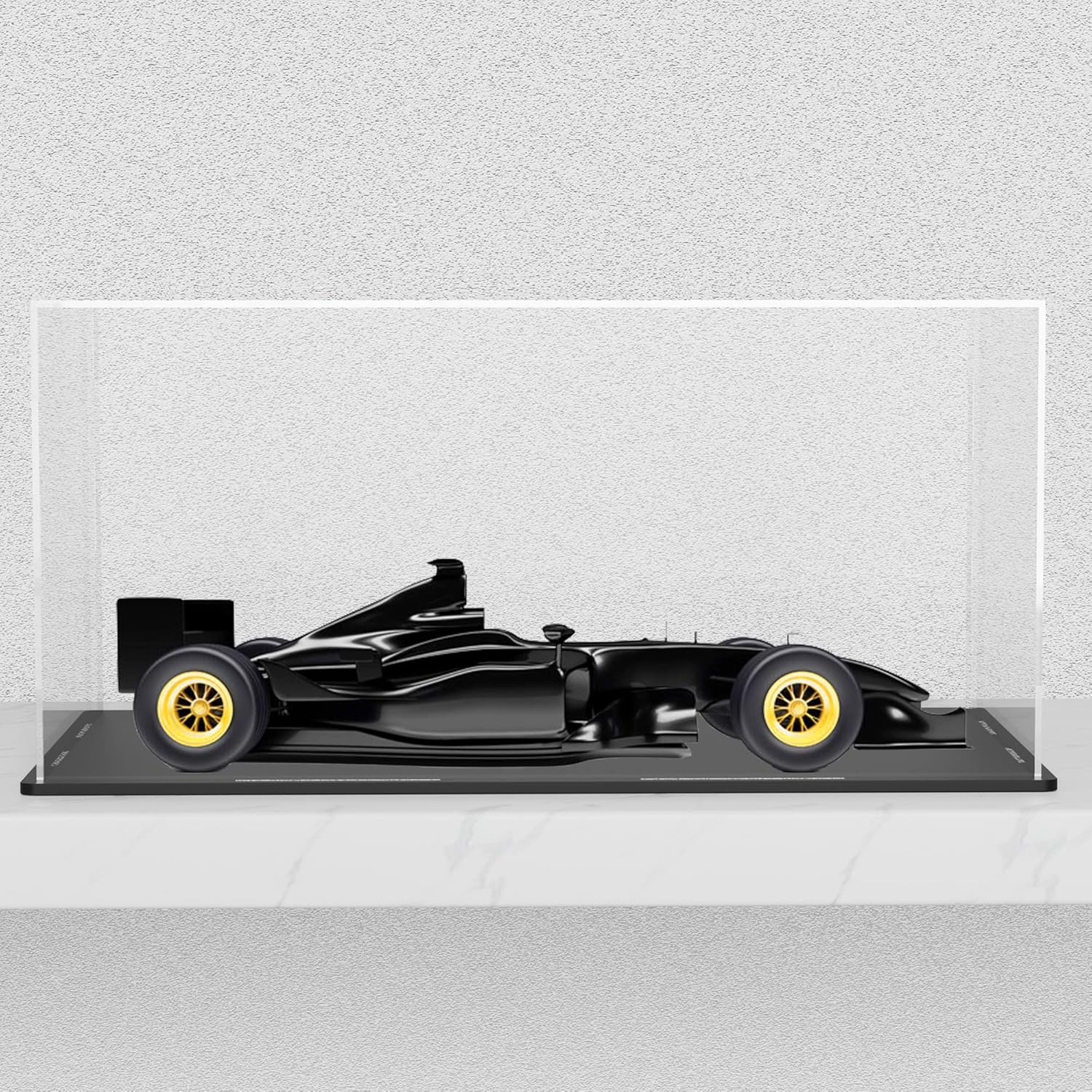 SVENJBB Acrylic Display Case, 13x6.7x6.3 Inch Cube, Clear Acrylic Boxes with Matte Black Base for 1:18 Scale Diecast Model Car