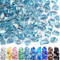 GasSaf 1/2 Inch Fire Glass Reflective Tempered Fireglass Cut Crushed FireGlass for Fire Pit, Fireplace, Replaces Existing Gas Logs & Lava Rocks (10 Pound)(Caribbean Blue Reflective).