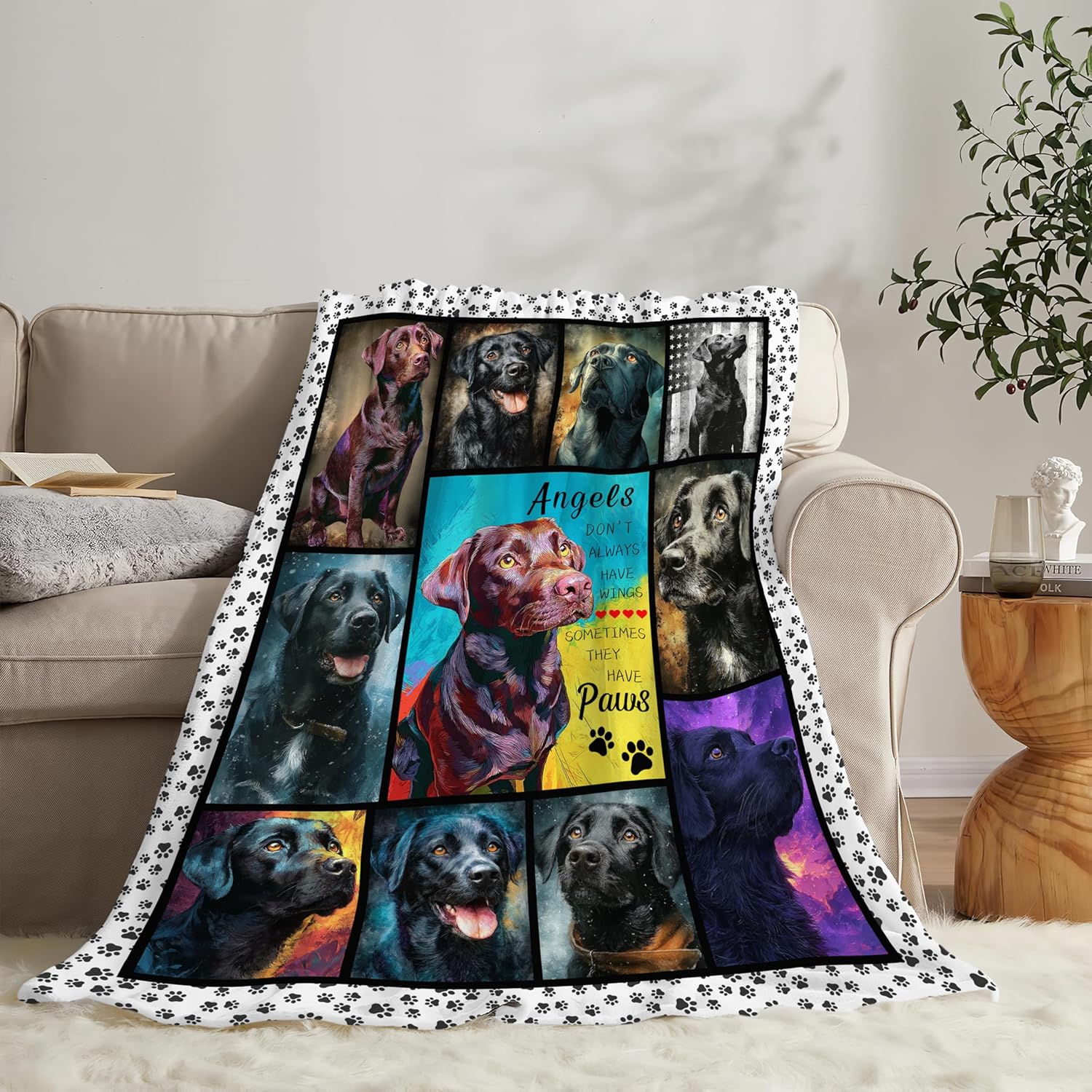 Labrador Throw Blanket Labrador Puppy Stuff Gifts for Dog Lover Kids Girls Boys Adults Women Men Soft Cozy Warm Plush Fluffy Fuzzy Fleece Blanket 60''X80''