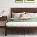 14in High Solid Bamboo Wood Platform Full Size Bed Frame with Headboard, Reinforced Heavy Duty Metal Slats, Noise Free, No Box Spring Needed, Easy Assembly, Walnut
