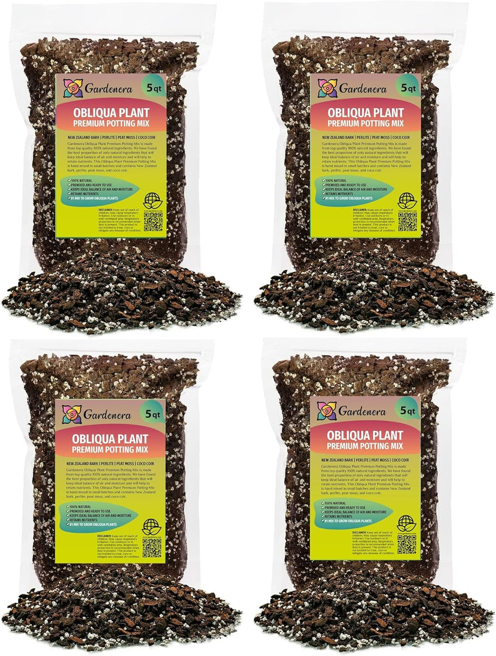 GARDENERA Trusted Monstera Obliqua Soil Mix - Strong and Healthy Plants by Gardenera - 20 Quart (4 Bags of 5 Quart)