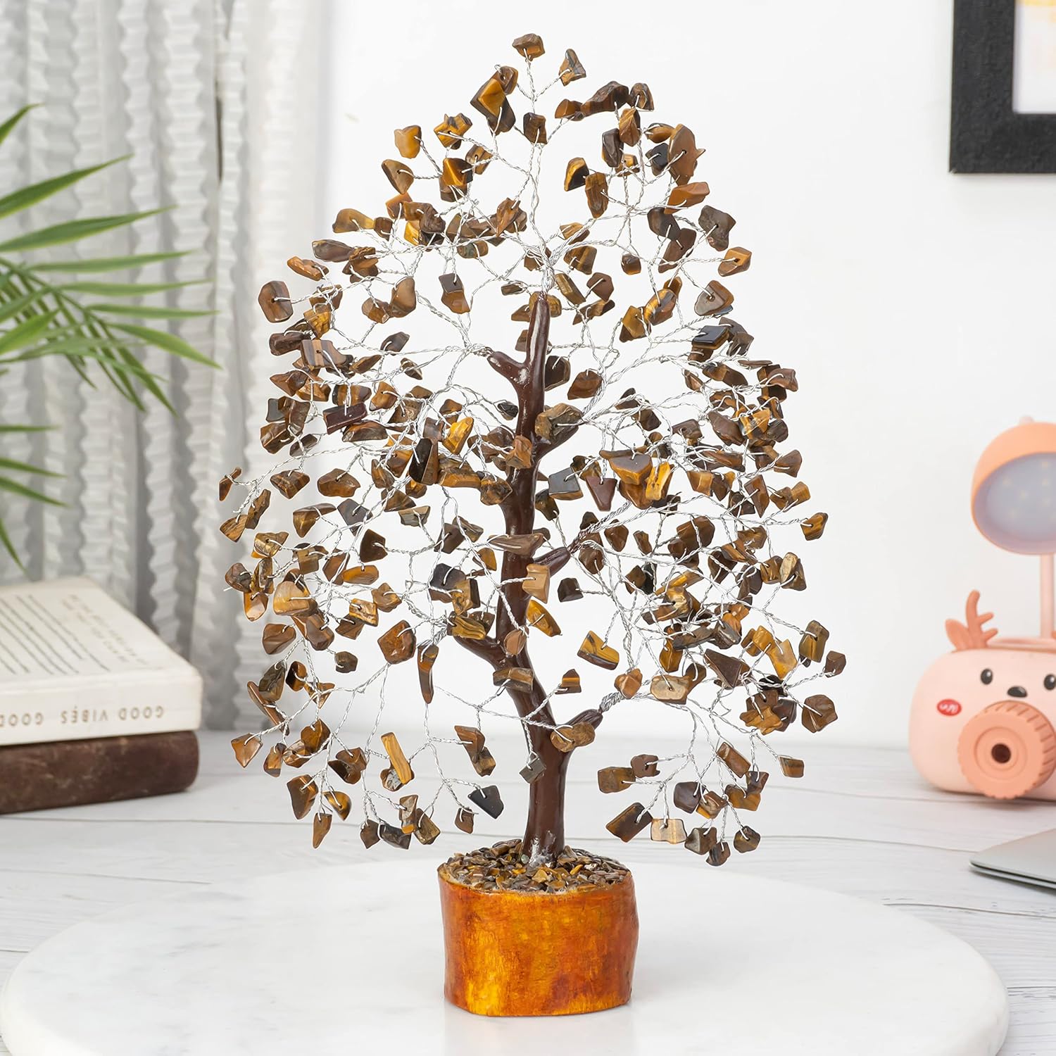 Tiger Eye Crystal Tree of Life Chakra, Handmade Gemstone Feng Shui Money Bonsai, Crystal Decorations, Spiritual Gifts, Healing Stone Home Decor
