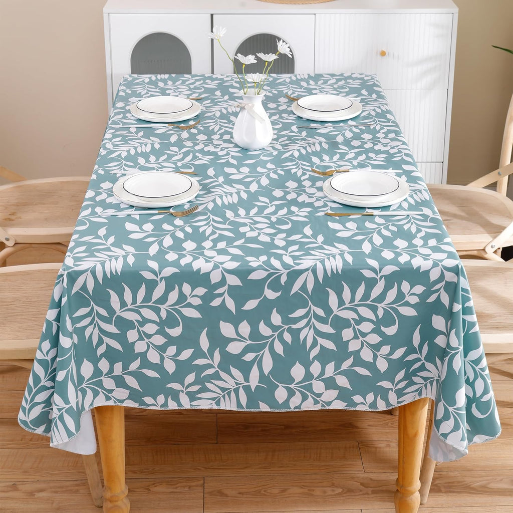 Walrus Heavy Duty Vinyl Tablecloth with Flannel Backing Waterproof Oil-Proof Plastic Table Cloth Stain-Resistant Wipeable Rectangle or Square Table Cover for Indoor and Outdoor (Branch, 52X70 Inch)