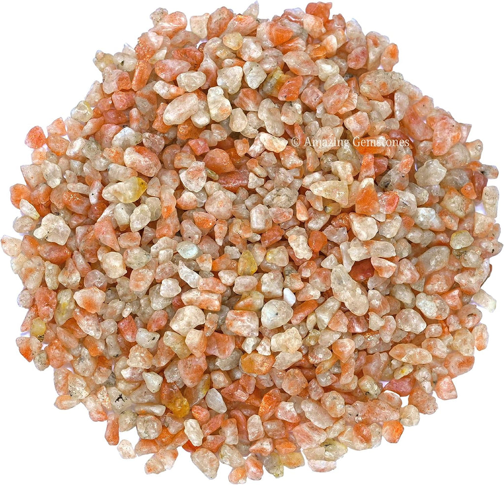 Amazing Gemstone Sunstone Crystal Chips Aquarium Gravel - Sunstone Chips Bulk Fish Tank Gravel, Small Tumbled Stones and Tiny Crystals for Decoration (Natural AAA Grade Gemstones)