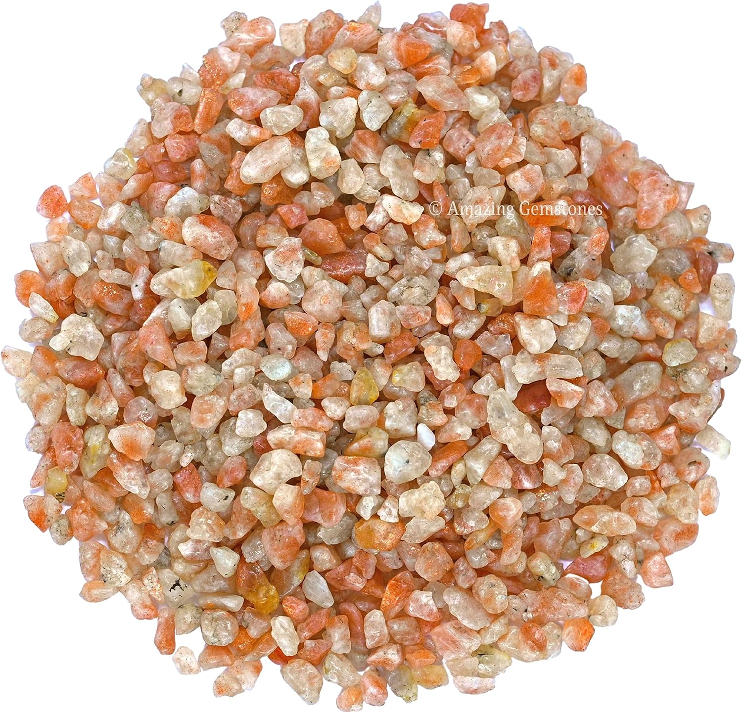Amazing Gemstone Sunstone Crystal Chips Aquarium Gravel - Sunstone Chips Bulk Fish Tank Gravel, Small Tumbled Stones and Tiny Crystals for Decoration (Natural AAA Grade Gemstones)