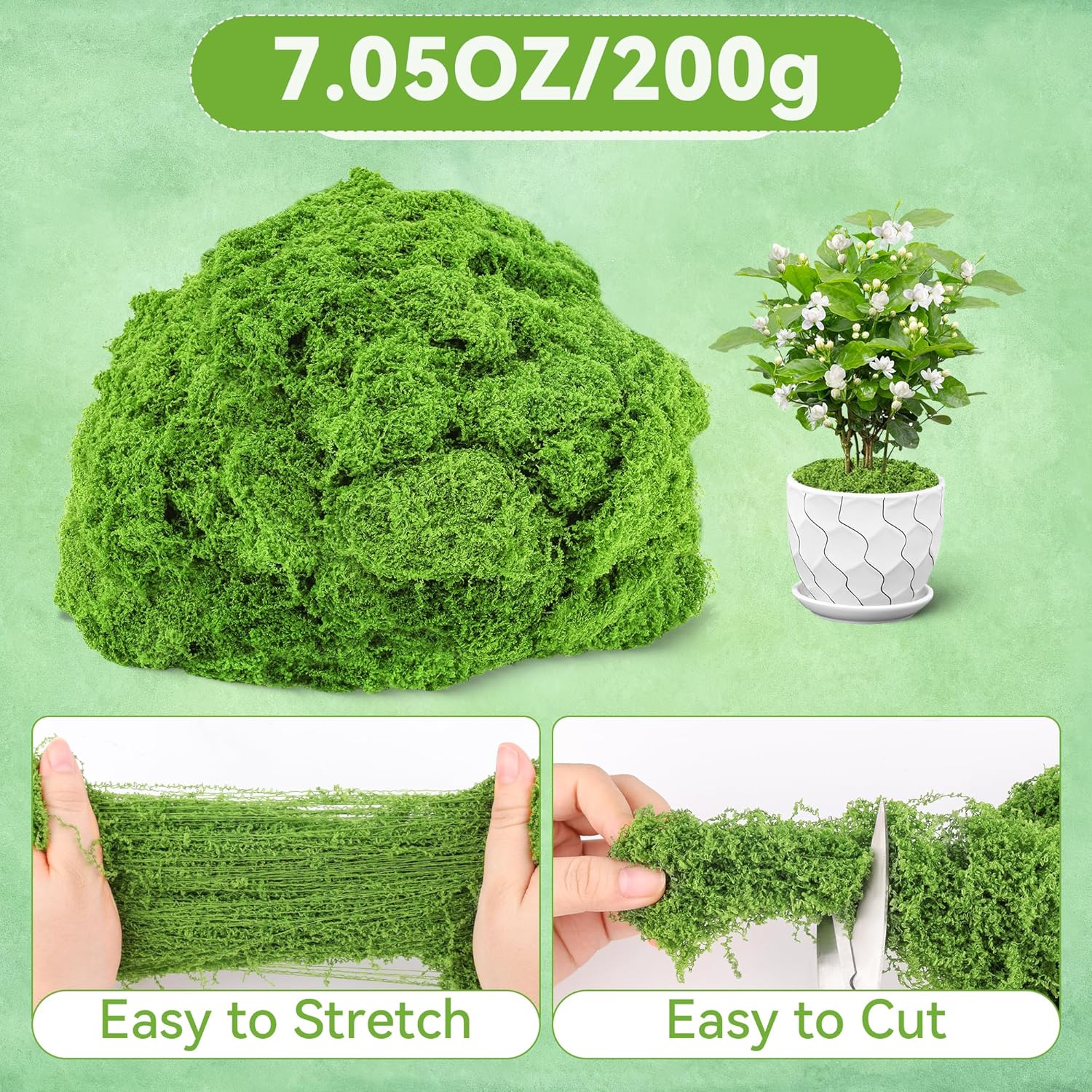 Fake Green Moss for Potted Plants, Anglecai 7OZ Artificial Moss for Crafts Decorative Faux Moss for Fairy Garden Preserved Moss for DIY Wedding Party Table Centerpieces Decor