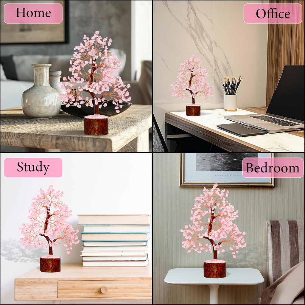ZENFULSTONE Rose Quartz Crystal Tree of Life for Love & Healing Décor for Home and Office | Handmade Bonsai for Emotional Support & Harmony as Symbol of Piece for Loved Ones