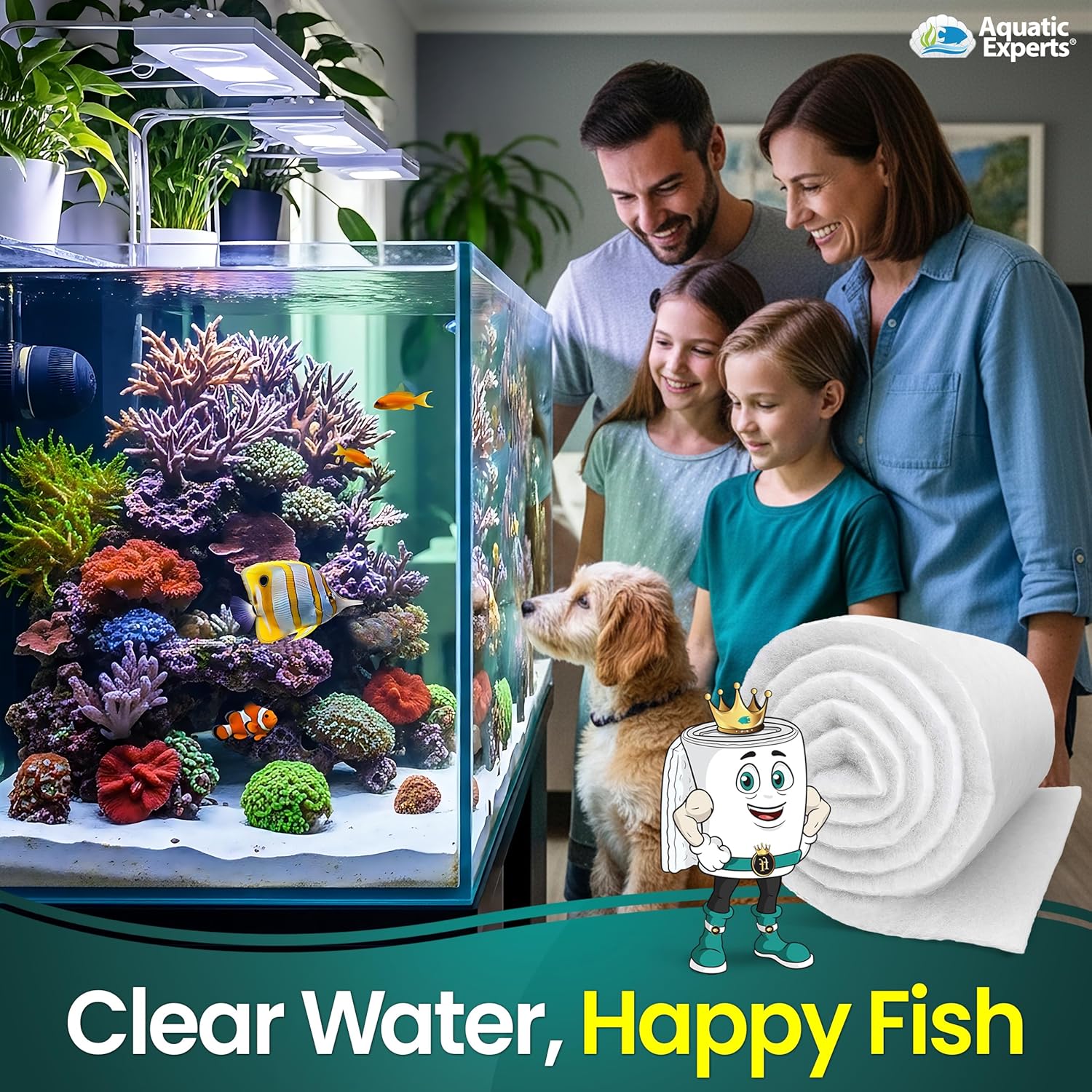 Aquatic Experts Aquarium Filter Floss for Fish Tank Filters - FilterFirst Aquarium Filter Pad - Media Roll for Crystal Clear Water, 12" x 12' x ¾ to ½ Thick