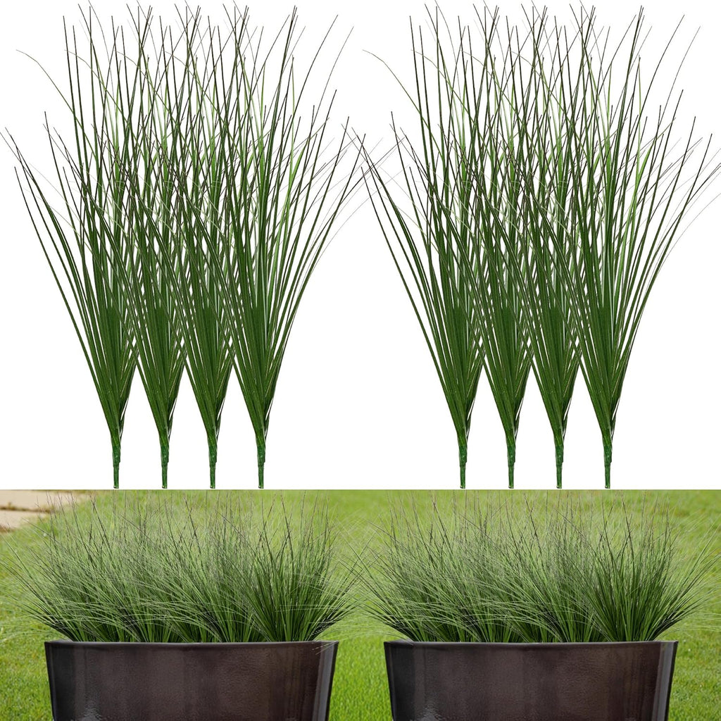 8PCS 17.3" Fake Plants Artificial Wheat Grass Greenery Plastic Plants Fake Grass Artificial Plants for Outdoor Decor Artificial Flower with Greenery Stems for Indoor Home Decoration