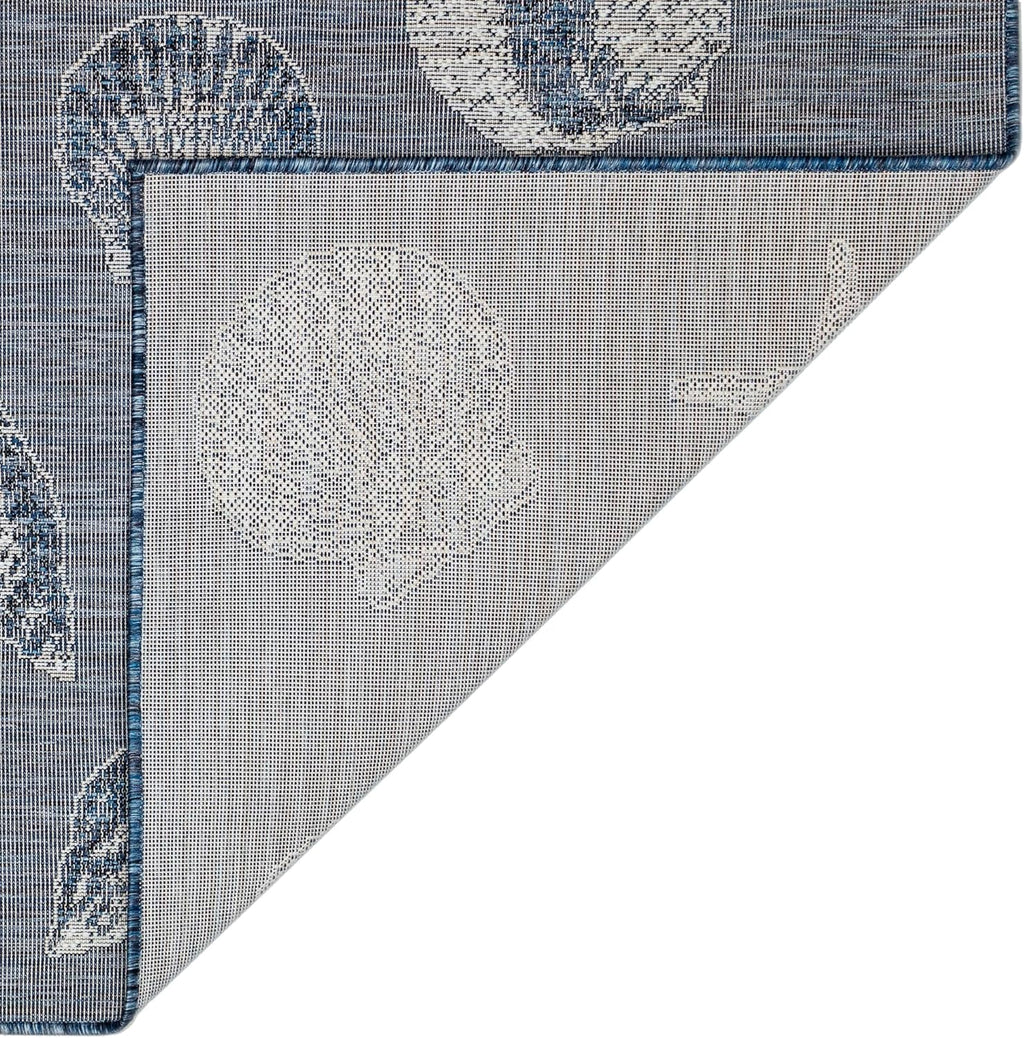 Liora Manne CARMEL Indoor/Outdoor Power Loomed Synthetic Blend Low Profile Area Rug - Transitional Coastal Seashell Decorative (Shells Navy) (7'10" Round)