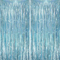 2 Pack Laser Light Blue Foil Fringe Curtains, Tinsel Streamers Birthday Party Decorations, Fringe Backdrop for Kids Birthday, Sea, Blue Theme Party