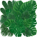 Sggvecsy 48 Pieces 6 Kinds Artificial Tropical Palm Leaves Tropical Leaves Monstera Leaves Safari Jungle Leaf with Stems for Hawaiian Luau Party Beach Table Wedding Shower Birthday Theme Decorations