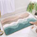 Microfiber Bathroom Rugs, Absorbent Soft Shaggy Carpet Floor Mats for Shower Tub Sink Toilet, Non-Slip Plush Carpet Floor Mats for Living Room Bedroom Kitchen ，Green，36 X 24 Inches