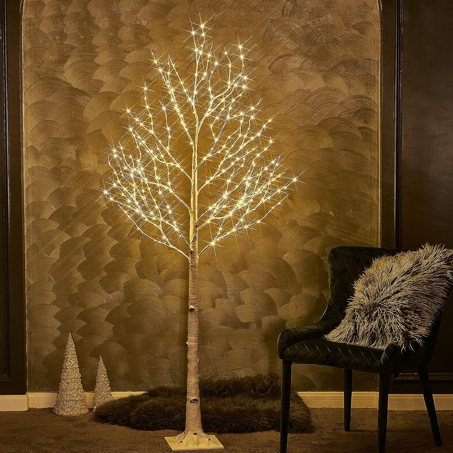 Birchlitland Lighted Birch Tree 6FT 330L Warm White Fairy Lights, White Twig Tree Lights for Indoor Outdoor Home Thanksgiving Christmas Holiday Decoration