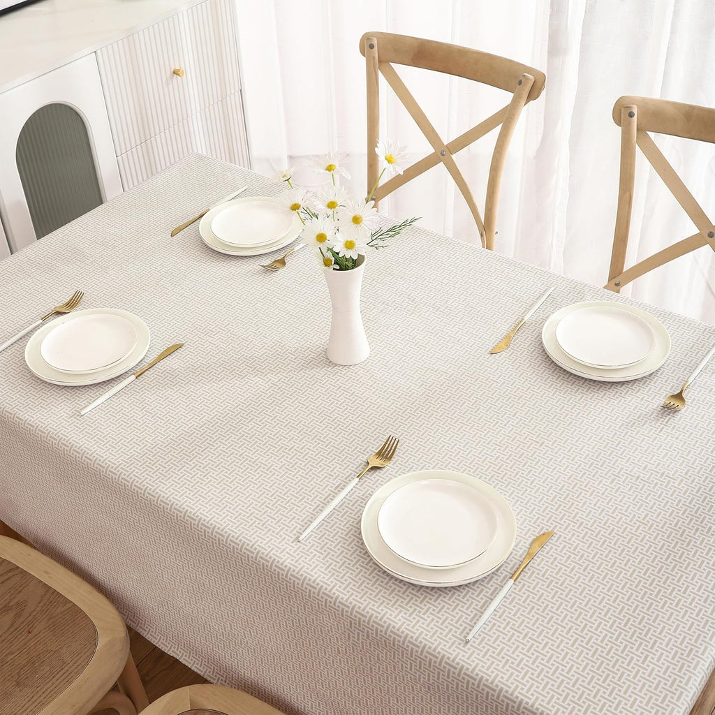Heavy Duty Vinyl Tablecloth with Flannel Backing Waterproof Oil-Proof Plastic Table Cloth Stain-Resistant Wipeable Rectangle or Square Table Cover for Indoor and Outdoor (Weaving, 60X102 Inch)