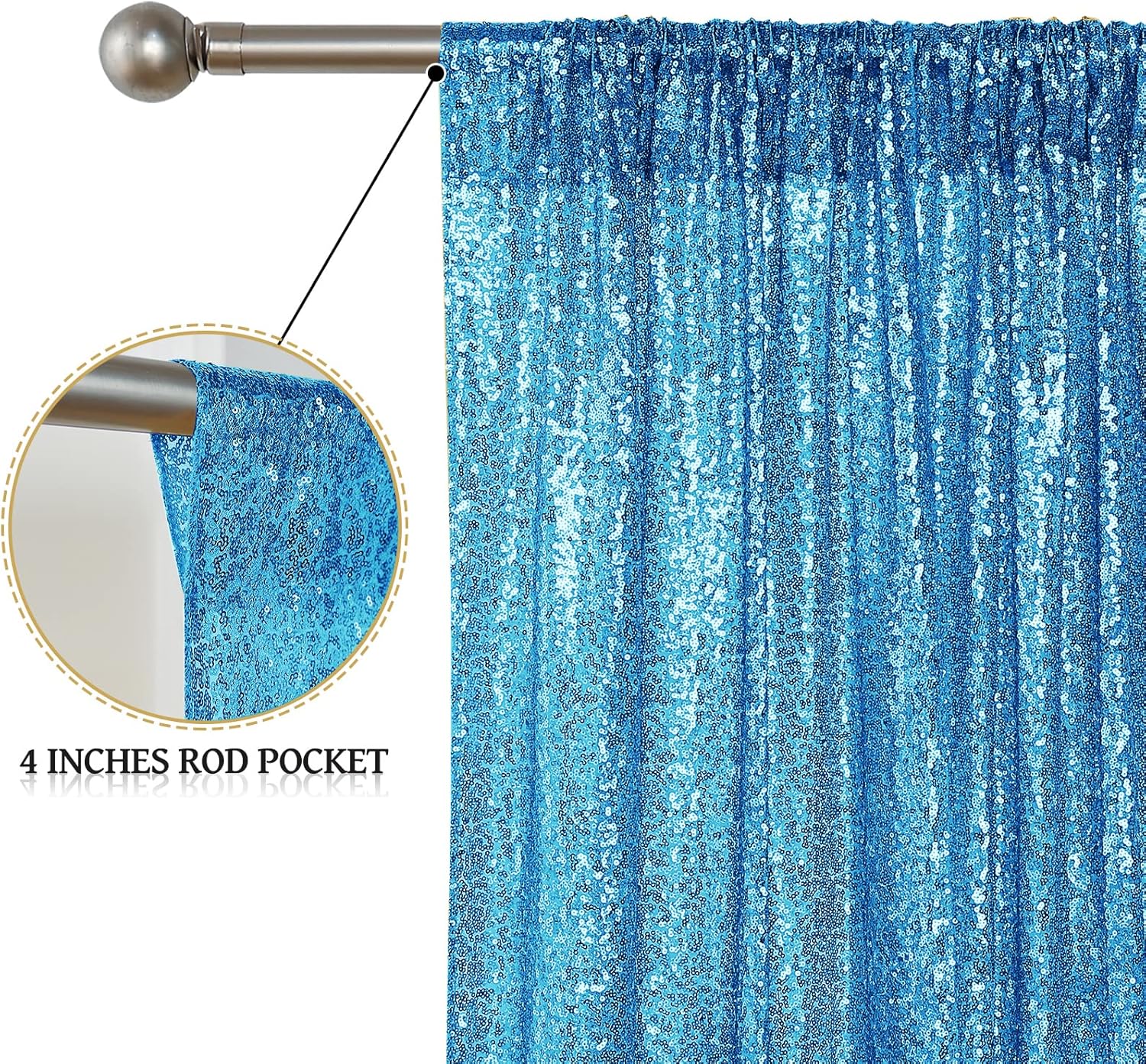 Sugargirl Turquoise Sequin Backdrop Curtain 4 Panels 2FTx8FT Glitter Turquoise Background Drapes Sparkle Photography Backdrop for Party Wedding Birthday Wall Decoration